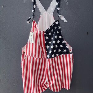 Patriotic Stars and Stripes Overalls